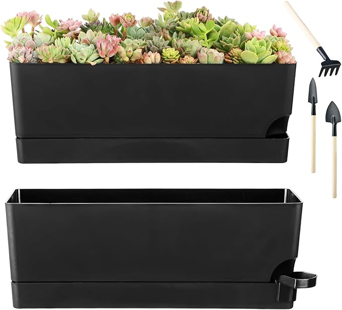 Self Watering Pots for Indoor Plants 17 Inches Window Boxes Planters by KvyusFlourish