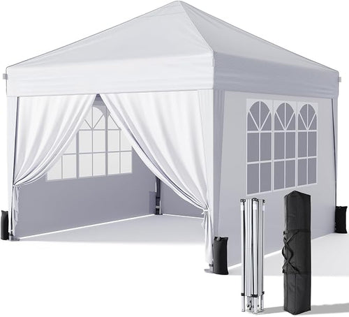10x10 Pop Up Canopy with Sidewalls, Outdoor Instant Canopy Tent with Carry Bag by Driftalia