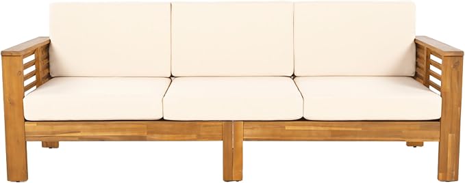Merax 3 Piece Acacia Wood Patio Furniture Set, Outdoor Sectional Sofa Set - Image 2