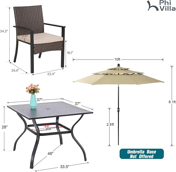 PHI VILLA 5 Pieces Outdoor Dining Set - Image 9