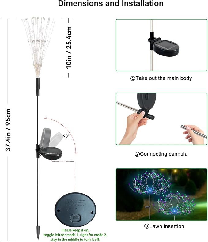 Solar Garden Lights Outdoor Waterproof, 2 Pack 120 LED Solar Firework Lights - Image 6