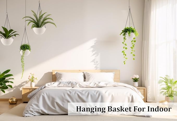 Hanging Planters for Indoor Outdoor Plants 8 and 10 Inch, 4 Packs Hanging - Image 4