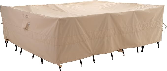 WJ-X3 Rectangular Beige Patio Table Cover, 102W x 78D x 31H Inches by WJ-X3