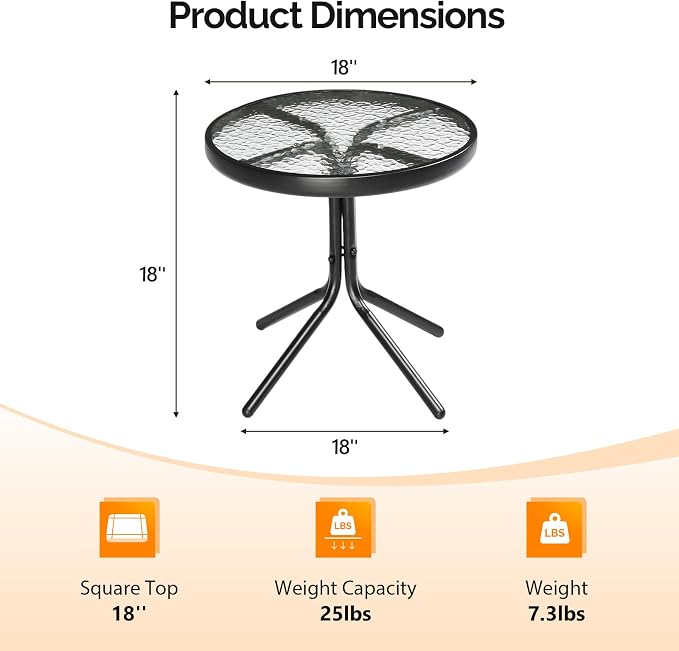 VINGLI Outdoor Side Table, Weatherproof Small Tables - Image 3