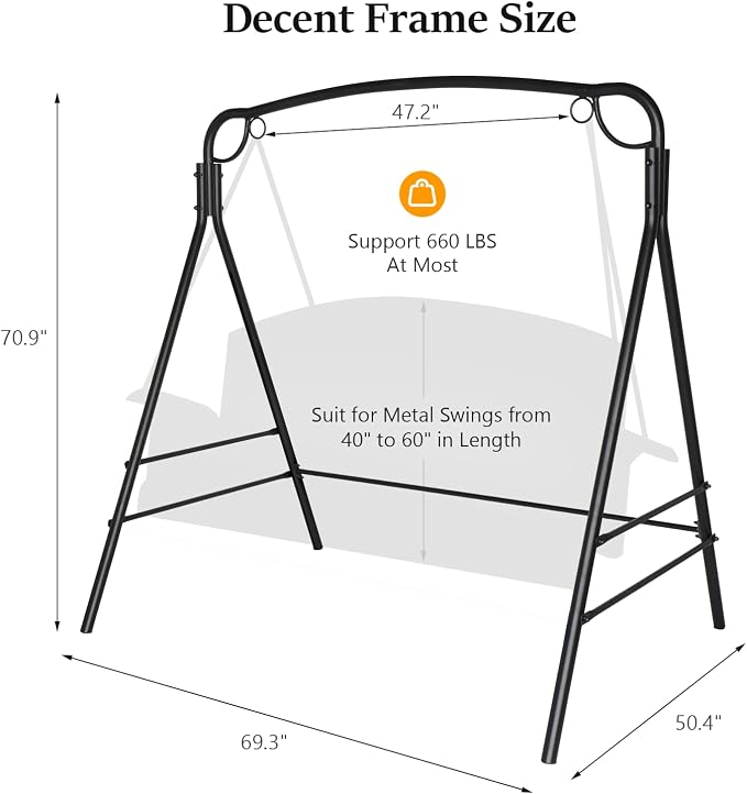 VINGLI Upgraded Metal Porch Swing Stand - Image 5