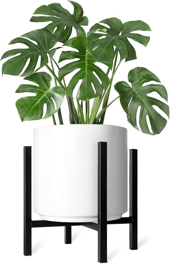 Mkono Mid Century Modern Tall Metal Indoor Plant Stand by Mkono
