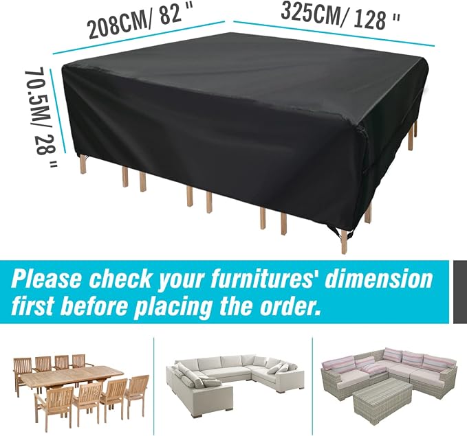Velway Patio Furniture Cover Outdoor Waterproof Rectangular Patio Table Chair - Image 3