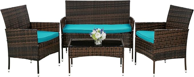 PayLessHere Outdoor Furniture Set 4 Pcs Modular Patio Furniture Set Water by PayLessHere