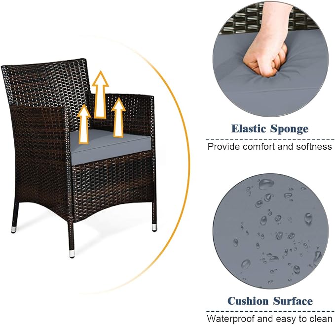 COSTWAY 8PCS Rattan Patio Furniture Set, Outdoor Wicker Rattan Chairs - Image 5