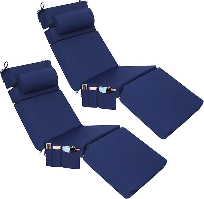 Wenqik 2 Pcs Outdoor Chaise Lounge Cushion by Wenqik