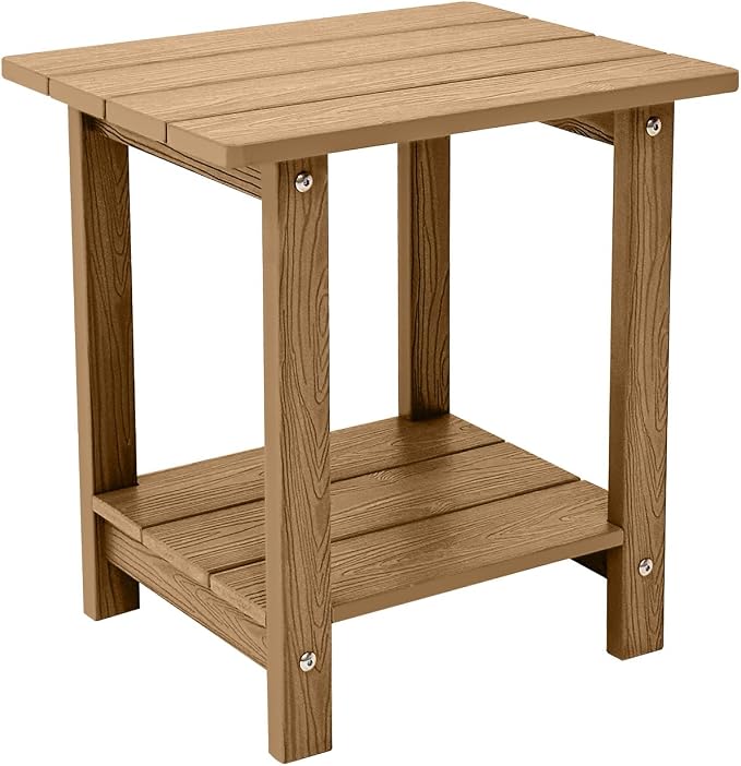 Melucivi Weather Resistant Outdoor Side Table, Double Small Adirondack Side by Meluvici