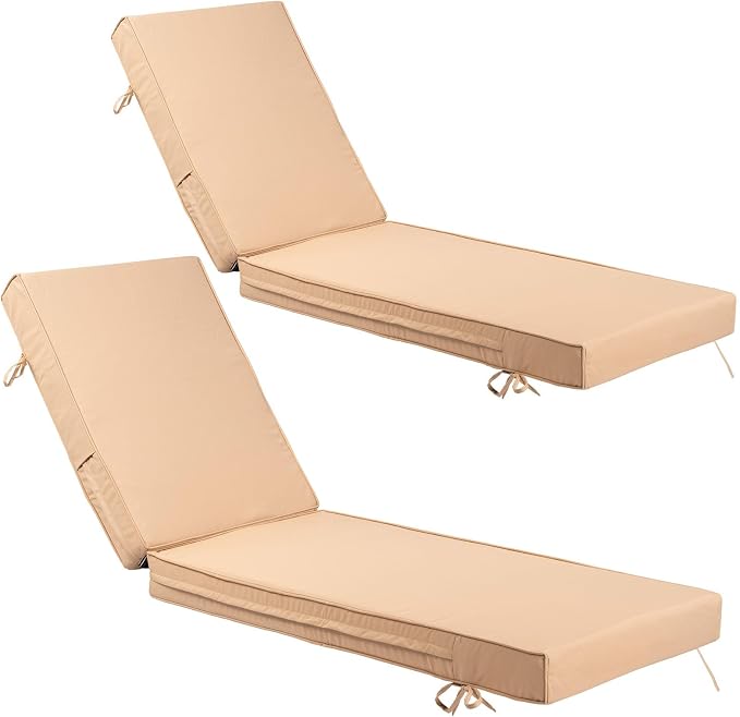 Chaise Lounge Cushions Outdoor Set of 2, Waterproof & Fade Resistant Patio by SXIORMHJ