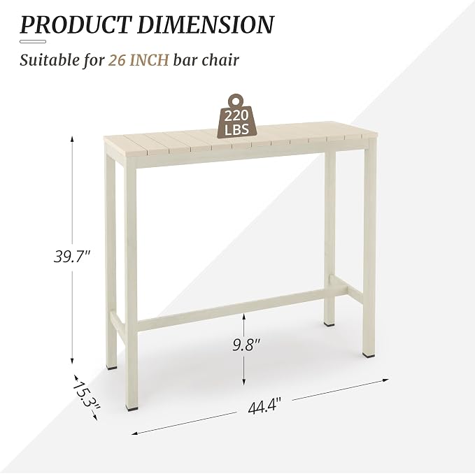 Outdoor Bar Table, Waterproof HDPS Slatted Top, Weather Resistant, Hot Tub - Image 3
