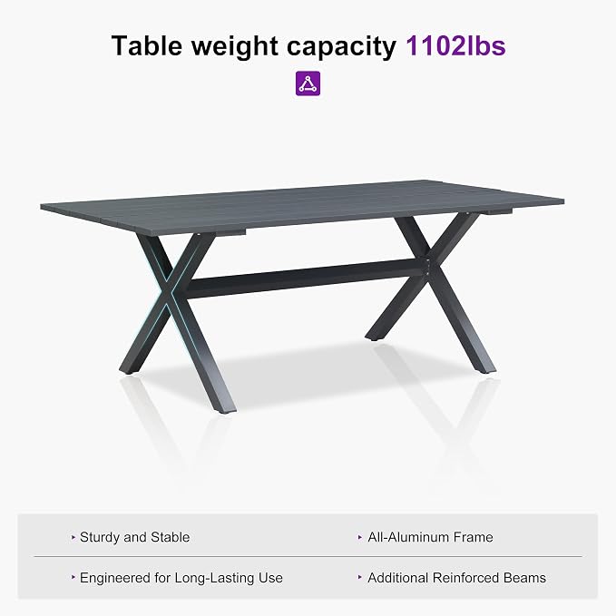 PURPLE LEAF Outdoor Dining Set for 8 All-Weather 9 Pieces Patio Aluminium - Image 8