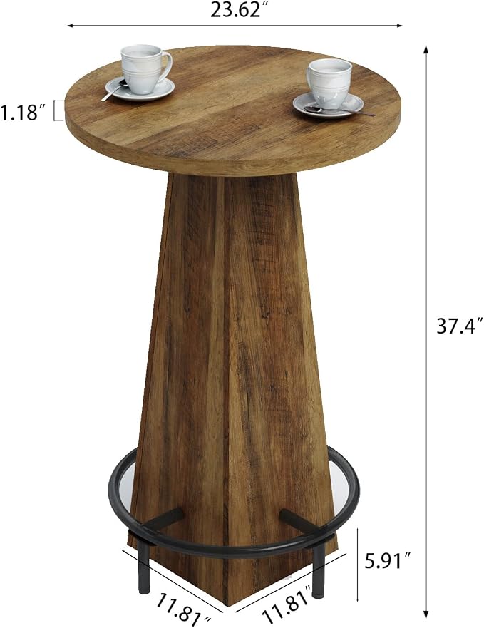 Tall Round Bar Table, Bar Heigh Pub Table, 23.62 inch Outdoor PubTable - Image 2
