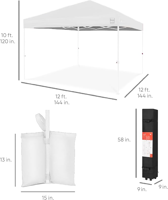 Best Choice Products 12x12ft Pop Up Canopy Tent, Outdoor Shade, 1 Person 1 - Image 8