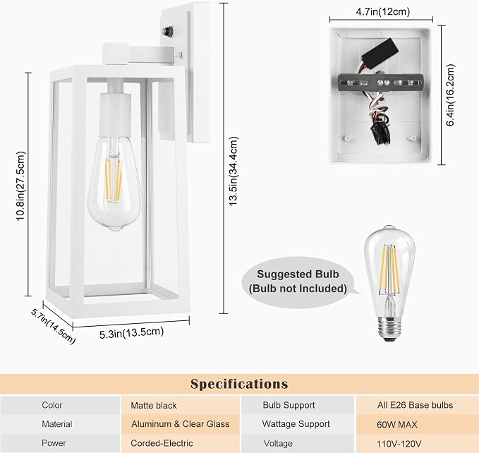 Dusk to Dawn Outdoor Lighting Fixtures Wall Mount, Sensor Exterior Wall Lights - Image 2