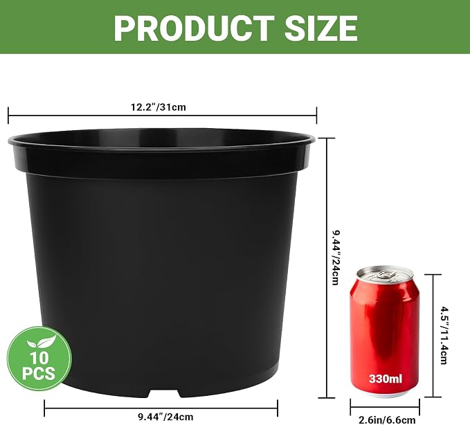 GREANER 5 Gallon Black Planter Pots, Seed Starting Container - Image 2
