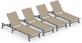 Ciokea Foldable Outdoor Lounge Chair Set of 4, No Assembly Aluminum Chaise by CIOKEA