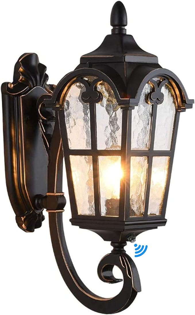 LONEDRUID Dusk to Dawn Sensor Outdoor Wall Light Fixtures Black Roman 17.71" H by LONEDRUID
