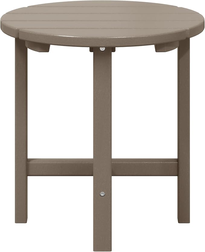 WestinTrends Dylan Adirondack Round Outdoor Side Table, Weathered Wood by WestinTrends