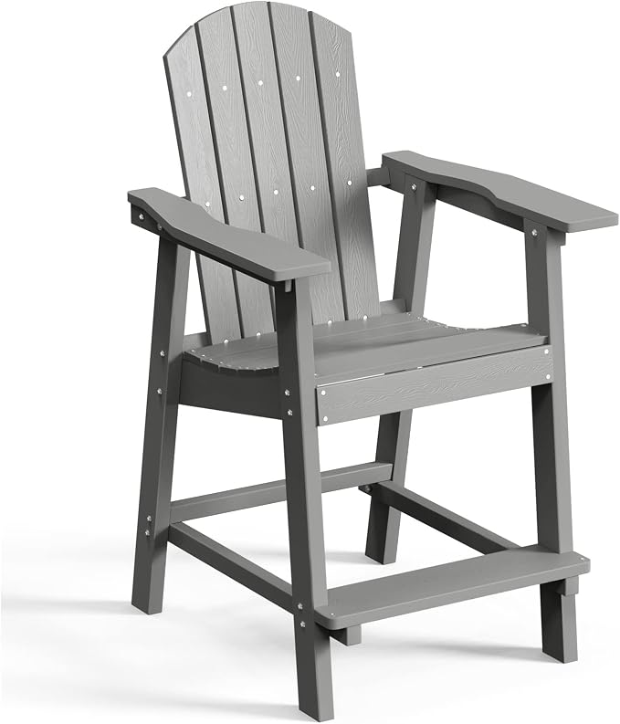 DWVO 25" Tall Adirondack Chair, Poly Bar Height Balcony Chairs, Weather-Durable by DWVO