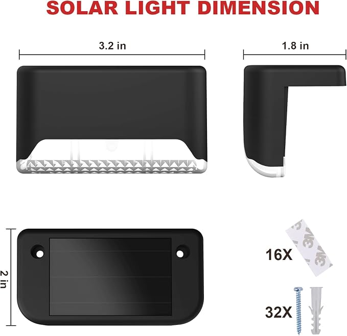 pearlstar Solar Deck Lights, 16 Pack Step Light Waterproof LED Stair Lights - Image 4