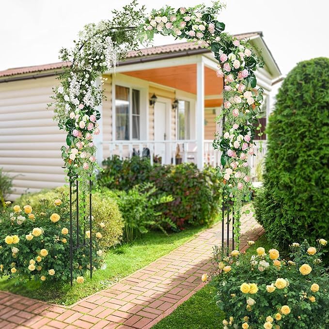 LDAILY Moccha Garden Arch Arbor Trellis, Spiral Rods Design, Outdoor Archway - Image 3