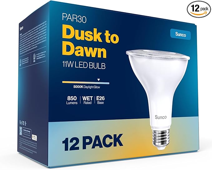 Sunco 12 Pack LED PAR30 Dusk to Dawn Light Bulb by SuncoLighting