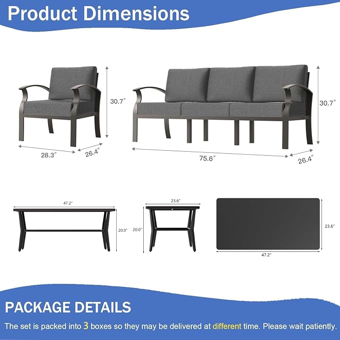 Kullavik Aluminum Patio Furniture Set - Image 4