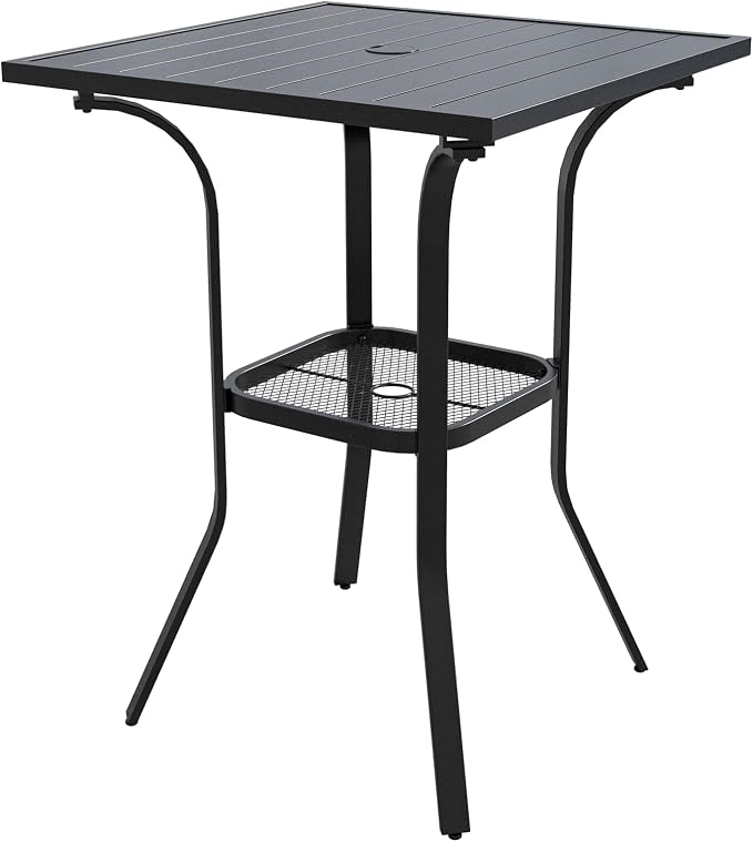 VICLLAX Patio Bar Height Table, Outdoor Square Bistro Table by HOME