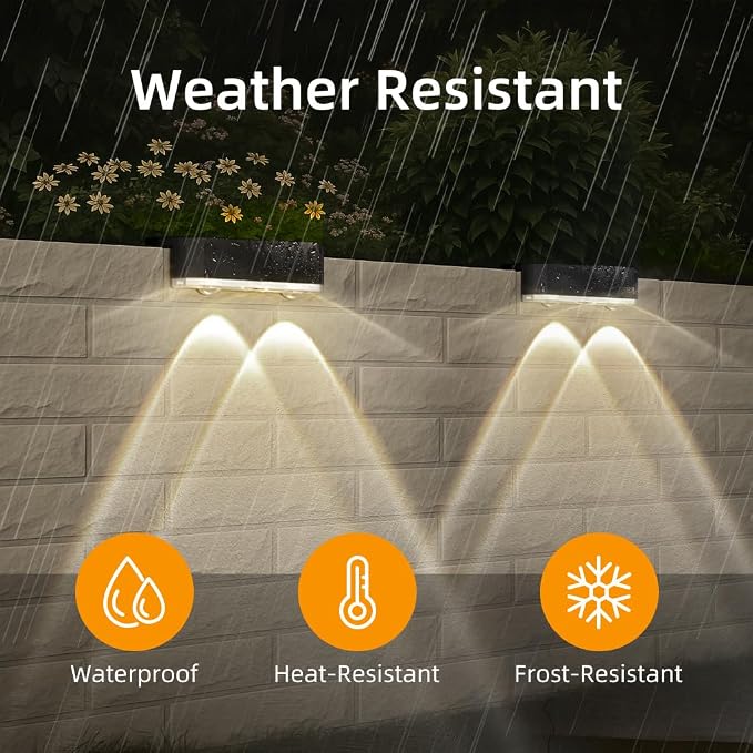 Peasur Solar Fence Lights Outdoor, 8 Pack Step Light Solar Powered, Waterproof - Image 4