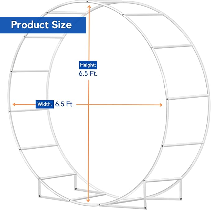 6.5FT Round Backdrop Stand Circle Balloon Arch Frame Double Metal Arch Stand - Image 2