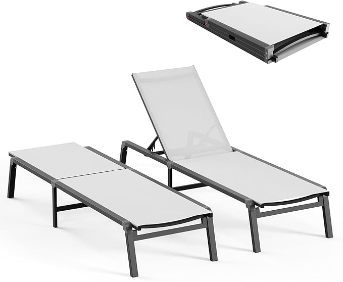 Patio Chaise Lounge Chair, Foldable Lounge Chair by CIOKEA