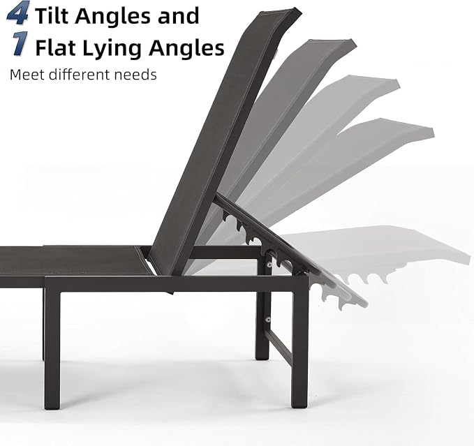 Outdoor Lounge Chairs for Pool, Aluminum Chaise Lounge Chair - Image 4