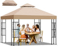 10x10 Canopy Replacement Top Cover Canopy Top Replacement, Double Tier Sunshade by Qdreclod