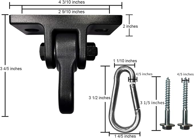 Heavy Duty Black Swing Hangers Screws Bolts Included Over 5000 lb Capacity - Image 4