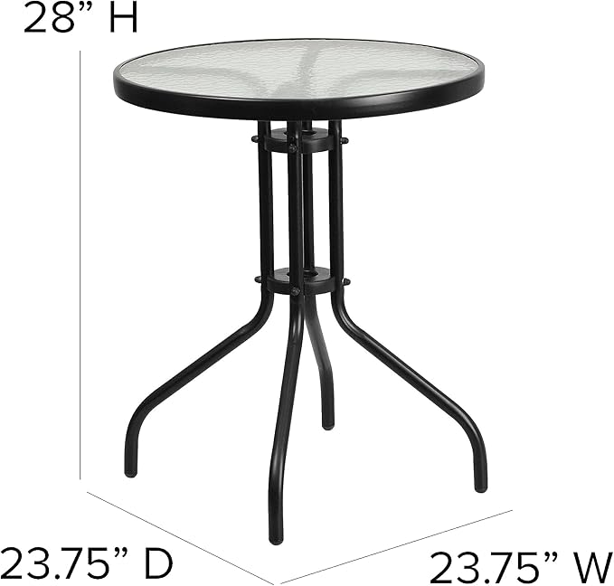 Flash Furniture Bellamy 23.75" Round Indoor/Outdoor Tempered Glass Metal Frame - Image 3
