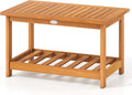 Tangkula Outdoor Acacia Wood Coffee Table, Patio 29.5” Rectangle Slatted 2 Tier by TANGKULA
