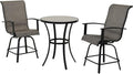Grand patio 3 Piece Counter Height Patio Bar Set, Modern Round Bar Table and by GrandPatio
