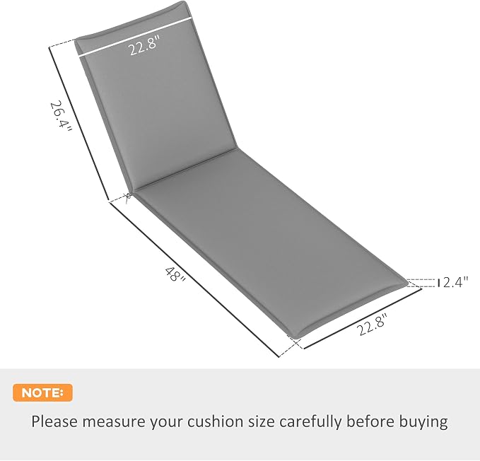 Outsunny Outdoor Lounge Chair Cushion Set of 2, UPF50+ 200gsm Fabric and 25D - Image 7
