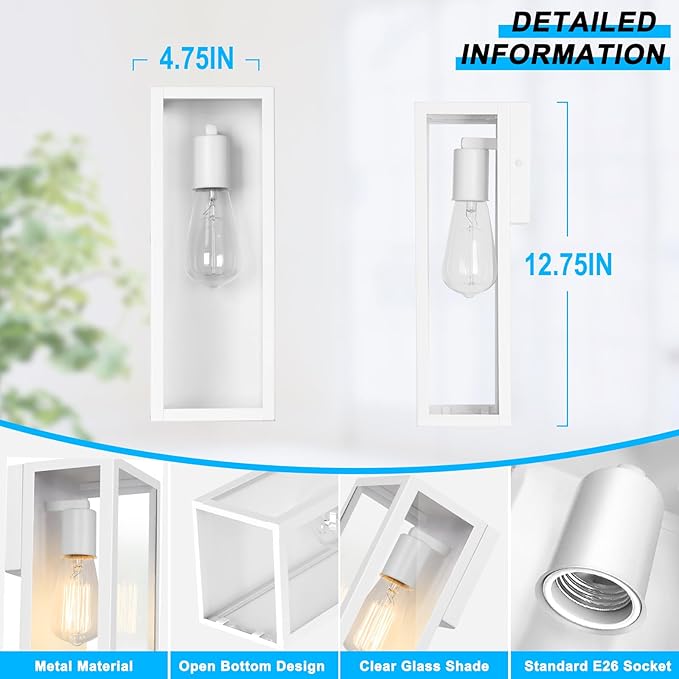 2-Pack Outdoor Wall Lanterns, Exterior Waterproof Wall Sconce - Image 3
