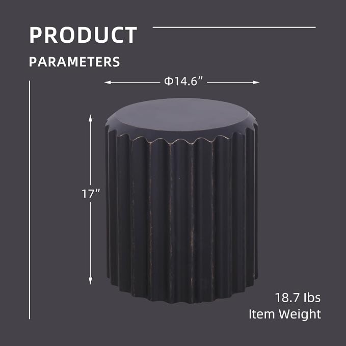 Afterglow Terrafab Material Outdoor Round Side Table, Natural Decorative Garden - Image 3