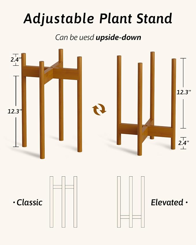 Adjustable Plant Stand Indoor, Bamboo Plant Stand Fits 8 9 10 11 12 Inches - Image 4