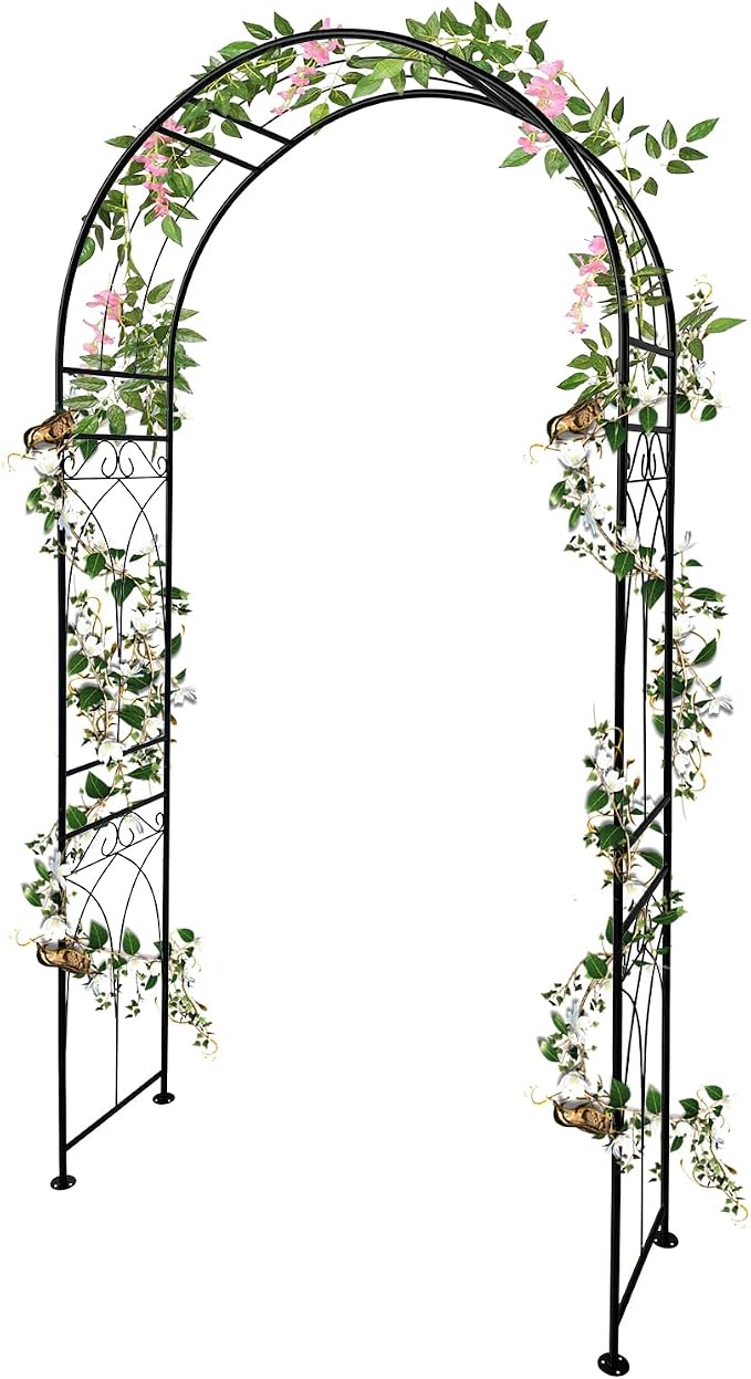 GarveeLife Metal Garden Arch, 88 in H Outdoor Lawn Arbor by GarveeLife