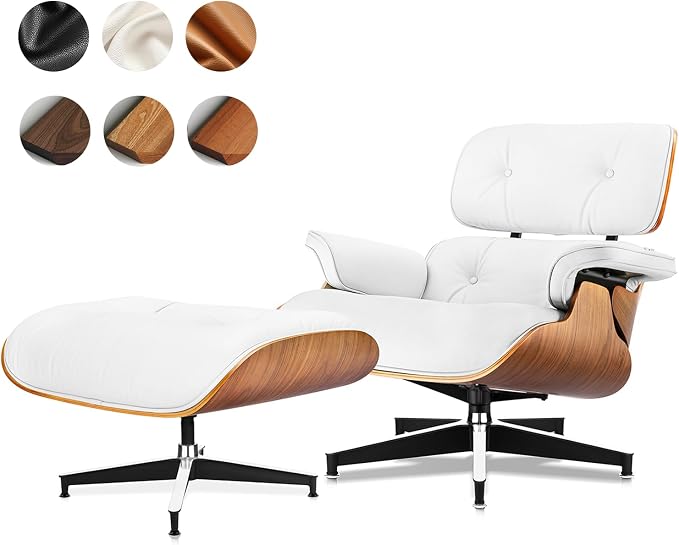 Top Grain Leather, Mid Century Chaise Lounge Chair and Ottoman, Modern Chair by MakeHomeBetter