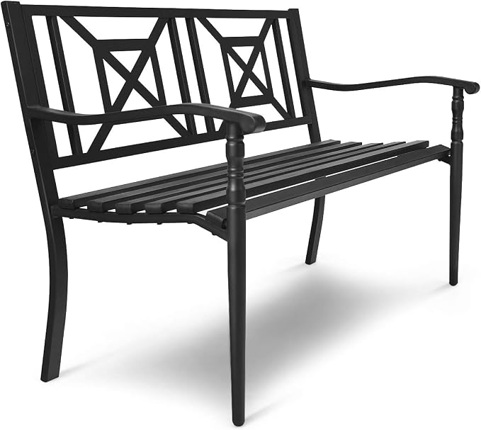 S AFSTAR Outdoor Garden Bench, Metal Porch Bench Seat by Safstar
