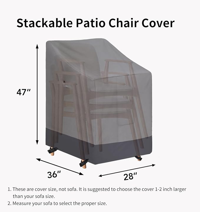 Easy-Going Heavy Duty Outdoor Stackable Chair Cover, Waterproof Patio Chair - Image 6