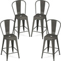 COSTWAY 24'' Metal Bar stools Set of 4, by COSTWAY