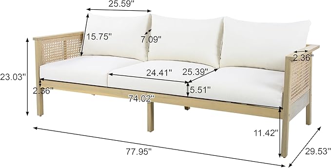 Christopher Knight Home Teras Acacia Wood Outdoor 3 Seater Sofa - Image 2